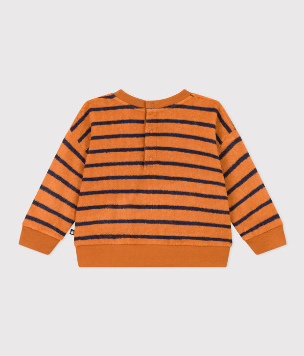 Babies' Striped Terry Sweatshirt brown/blue