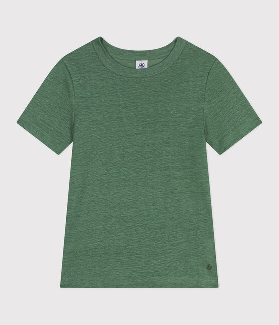 Women's short-sleeved linen T-shirt PALMERAIE green