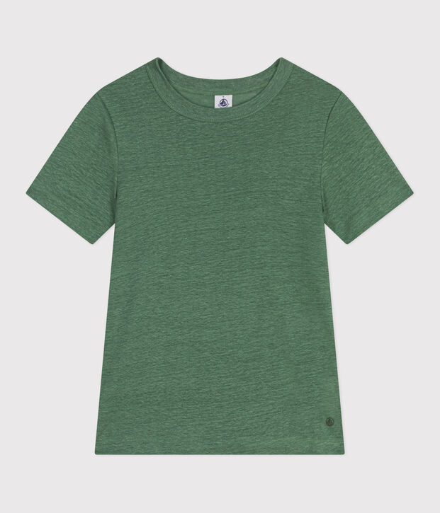 Women's short-sleeved linen T-shirt green