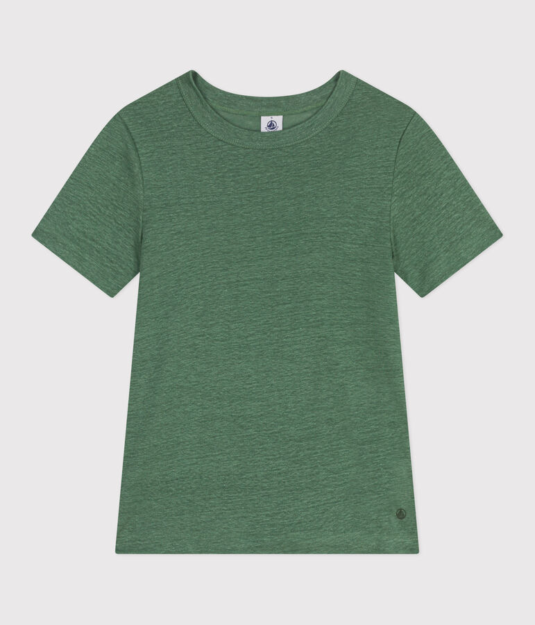 Women's short-sleeved linen T-shirt green