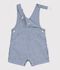 Babies' short stripy twill dungarees blue/white