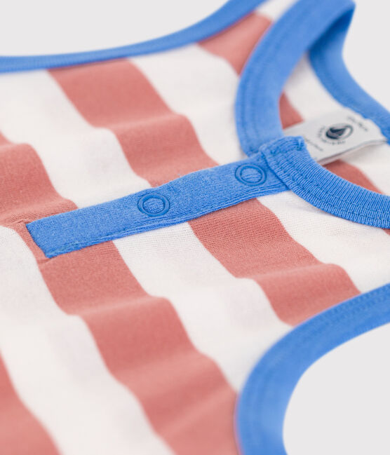 Babies' Striped Jersey Short Playsuit PAPAYE pink/MARSHMALLOW