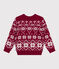 Children's patterned wool and cotton jumper AMARANTE red/AVALANCHE