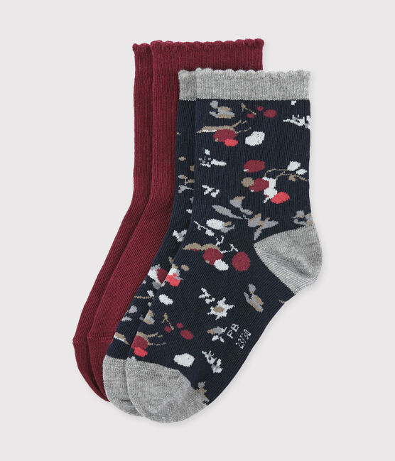 Set of 2 pairs of socks, coloured and with a floral pattern variante 1