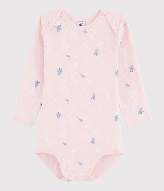 Baby Girls' Long-Sleeved Bodysuit MINOIS pink/MULTICO white