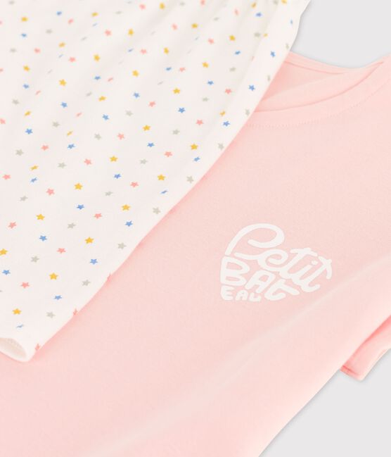 Girls' Pink Organic Cotton Short Pyjamas MINOIS pink/MULTICO white