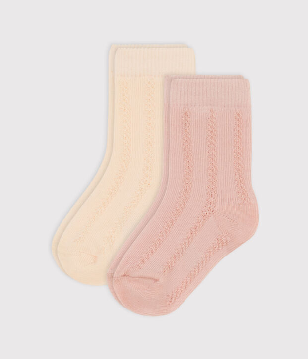 Babies' Plain Cotton Jersey Socks - 2-Pack multicolor
