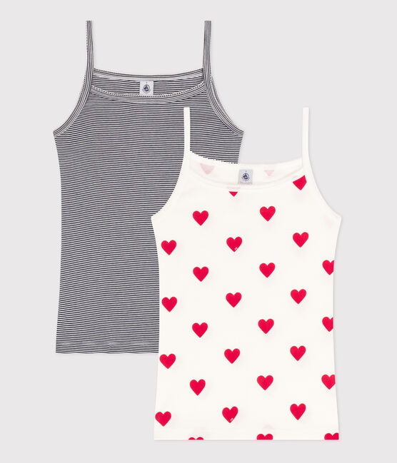 Women's Heart and Stripe Cotton Strappy Vests - 2-Pack variante 1
