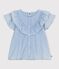 Children's plain short-sleeved cotton blouse blue