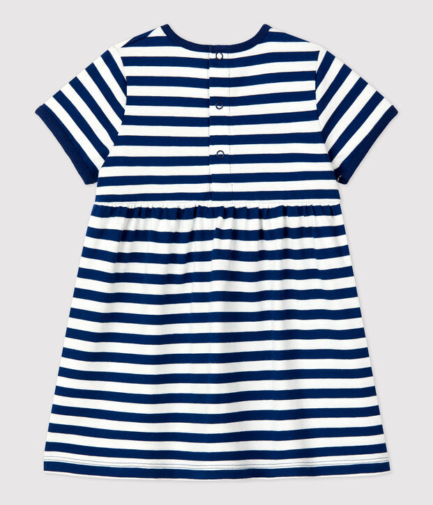 Babies' Short-Sleeved Striped Jersey Dress blue/white