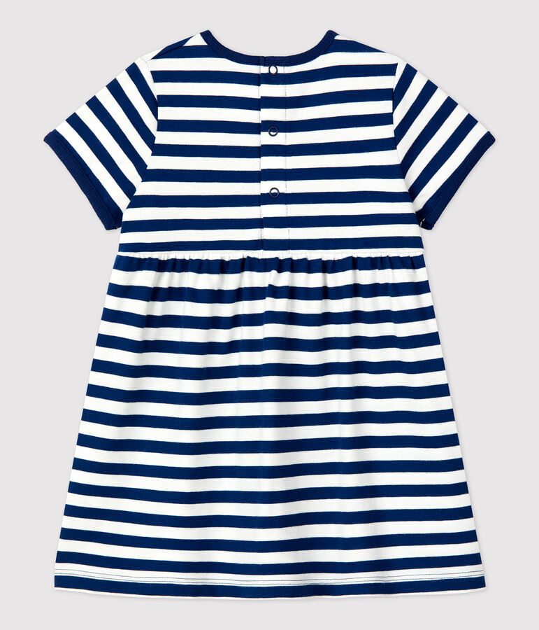 Babies' Short-Sleeved Striped Jersey Dress blue/white