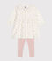 Babies' cotton long-sleeved dress and leggings set MARSHMALLOW white/MULTICO white
