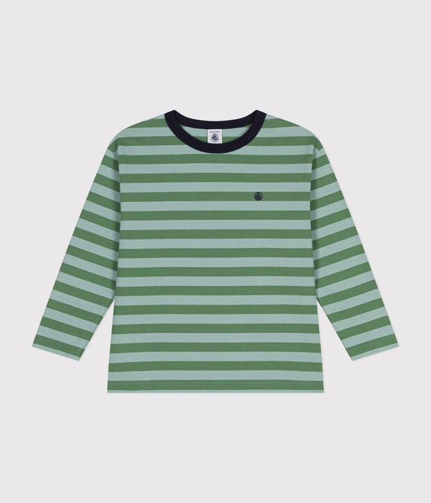 Boys' long-sleeved T-shirt in fine jersey green/green