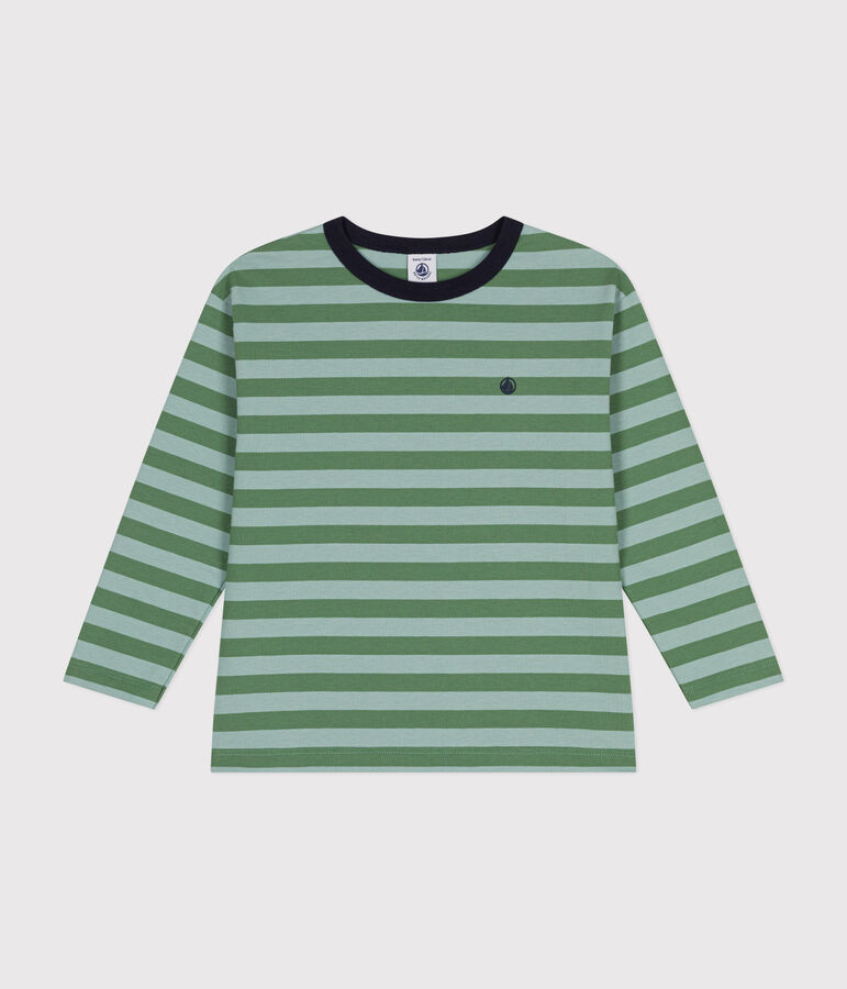 Boys' long-sleeved T-shirt in fine jersey PALMERAIE green/PAUL
