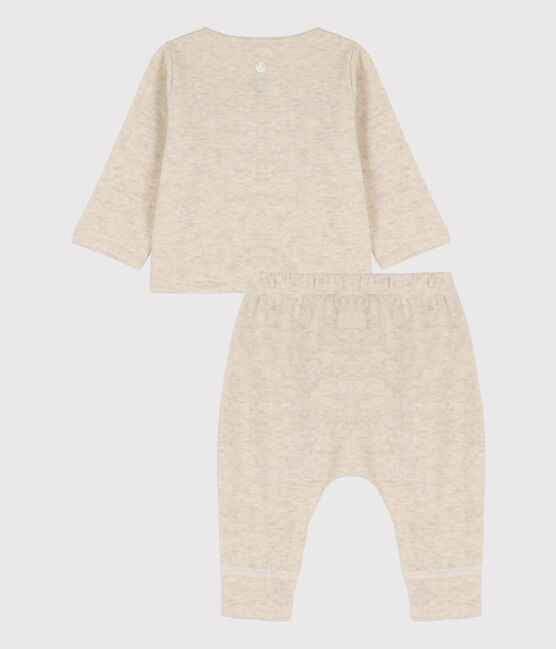 Babies' Organic Plain Tube Knit Clothing - 2-Piece Set MONTELIMAR CHINE beige