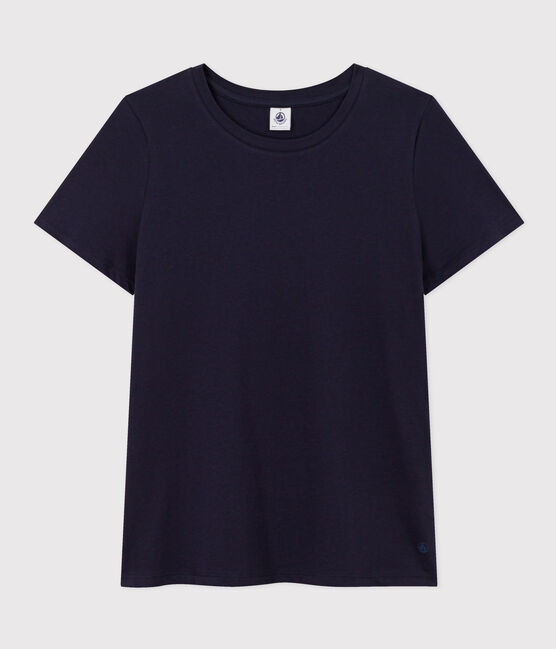 Women's Straight Round-Neck Cotton T-Shirt SMOKING blue