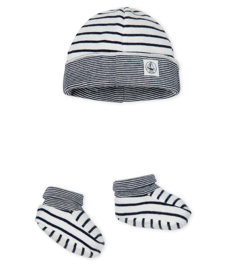 Baby Boys' Ribbed Bonnet and Bootees Set multicolor