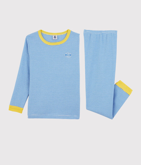 Unisex Pinstriped Organic Cotton Pyjamas BRASIER blue/MARSHMALLOW grey