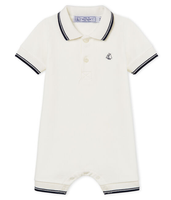 Baby boys' polo shirt Shortie MARSHMALLOW white