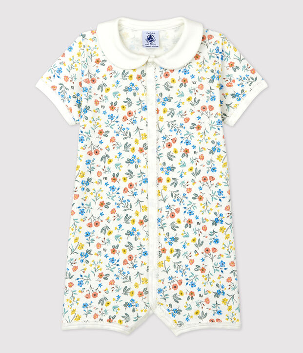 Babies' Floral Cotton Playsuit white/multicolor