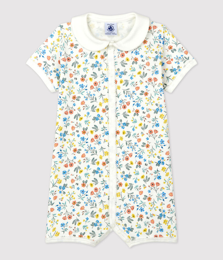 Babies' Floral Cotton Playsuit white/multicolor