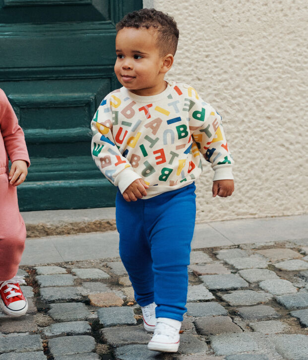 Babies' fleece sweatshirt Ecru/multicolor