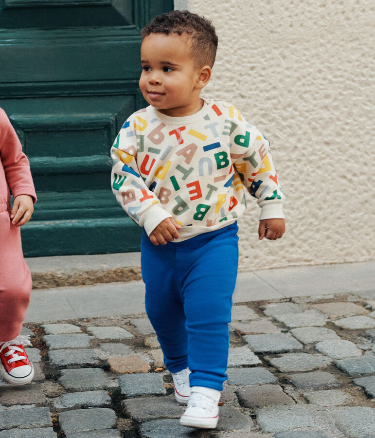 Babies' fleece sweatshirt Ecru/multicolor