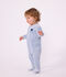 Babies' plain velour pyjama suit with a placed design blue