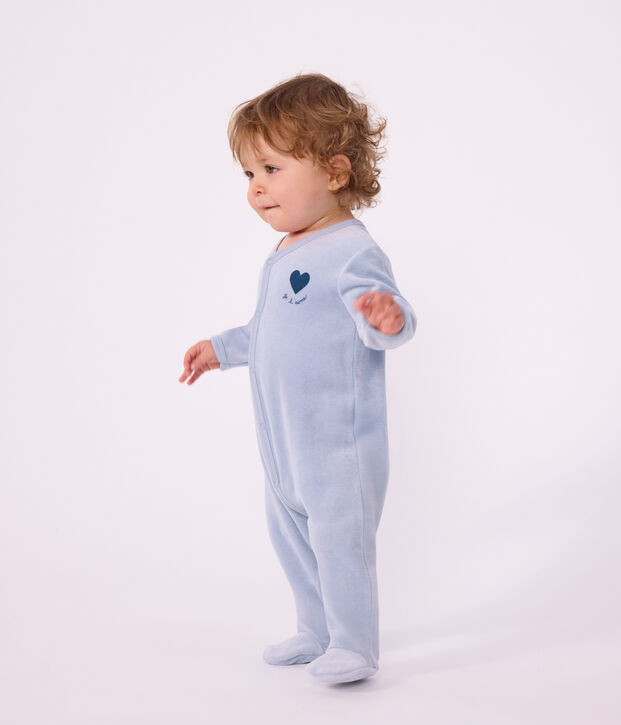 Babies' plain velour pyjama suit with a placed design NEW PLACID