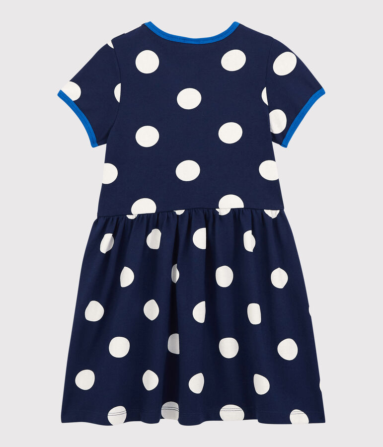 Girls' Short-Sleeved Cotton Dress blue/white