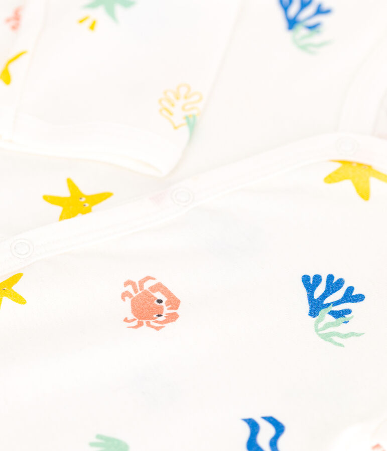 Babies' printed cotton footless pyjama suit white/multicolor