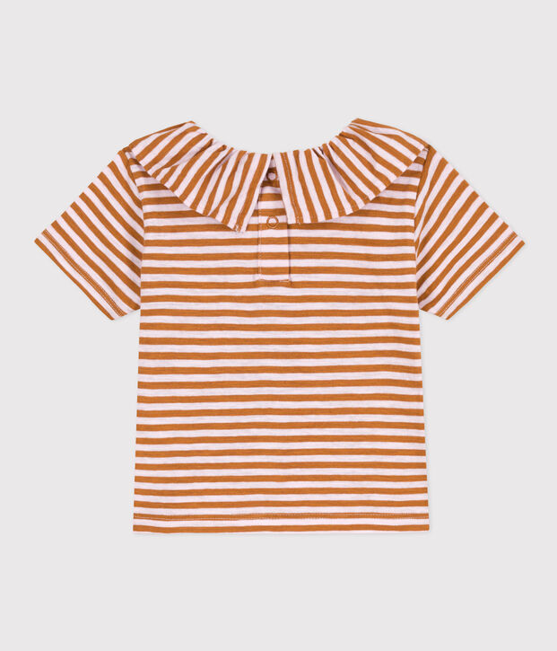 Babies' Striped Short-Sleeved Slub Jersey Blouse brown/pink