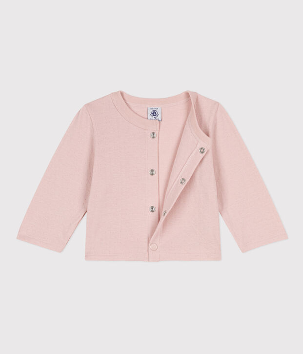 Babies' Plain Tube Knit Cardigan pink