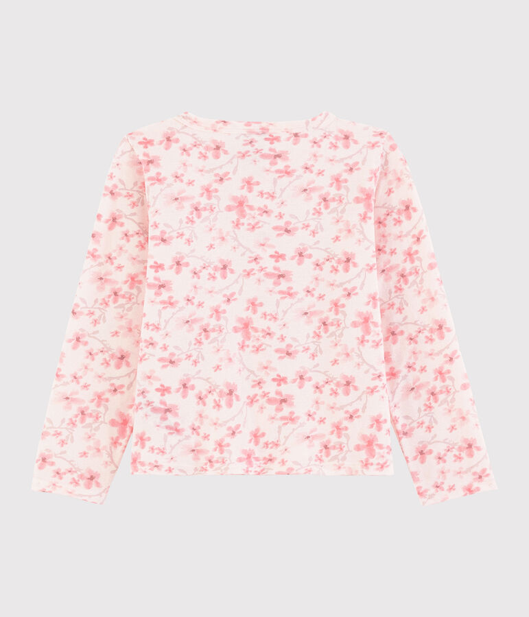 Girls' Jersey Piqu&eacute; Cardigan FLEUR pink/MULTICO white