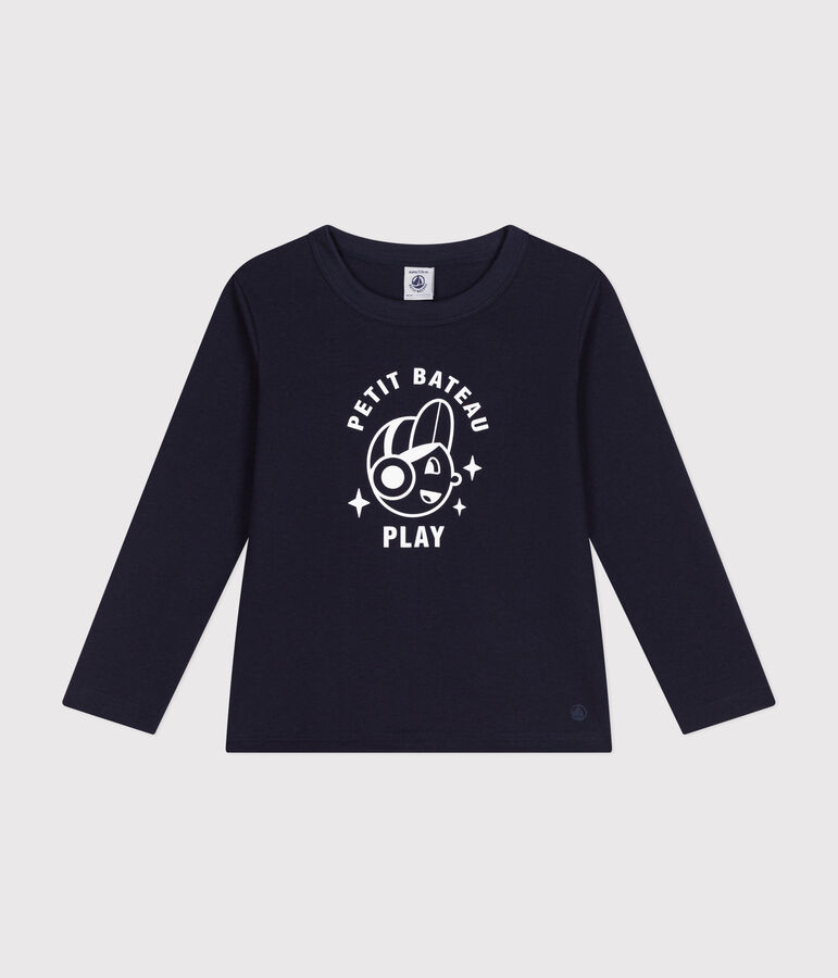Boys' long-sleeved fine jersey T-shirt SMOKING blue
