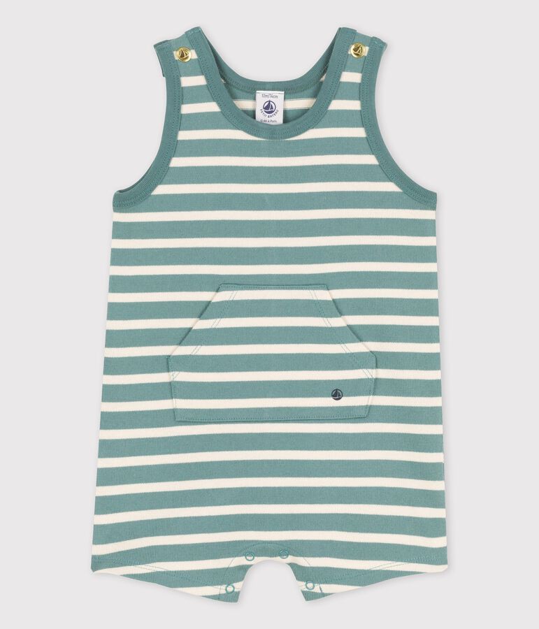 Babies' Thick Jersey Short Playsuit green/ecru