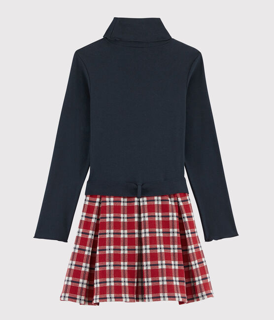 Girl's Long-sleeved Dress SMOKING blue/MULTICO white