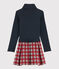 Girl's Long-sleeved Dress SMOKING blue/MULTICO white
