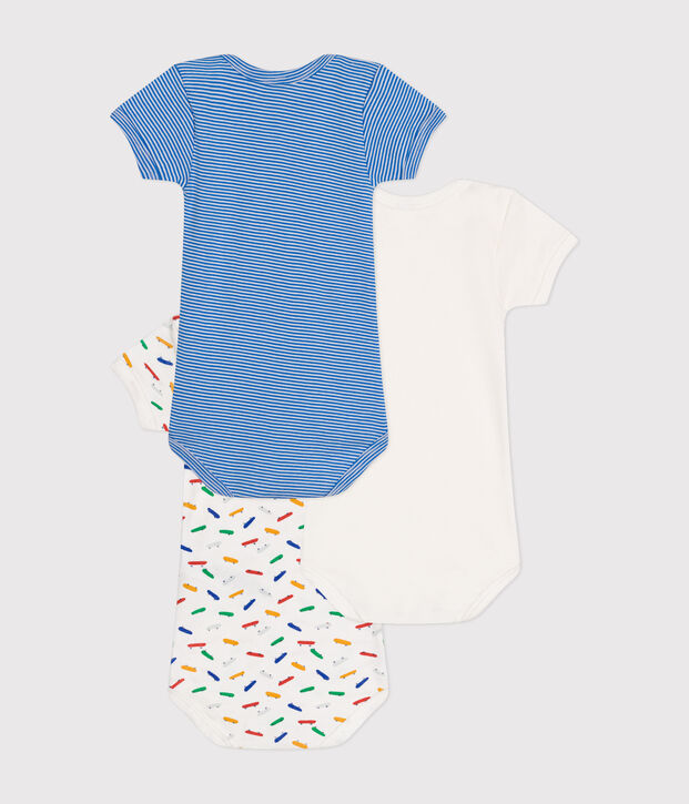 Babies' Short-sleeved Cotton Skate Pattern Bodysuits - 3-Pack multicolor