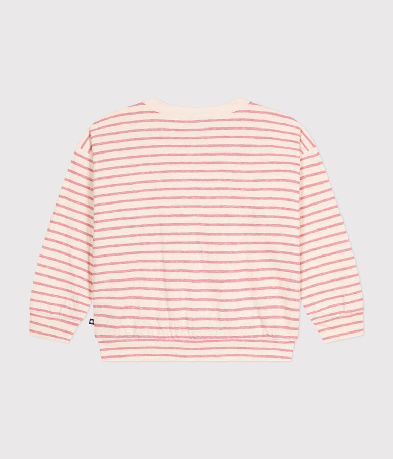 Girls' tube knit sweatshirt Ecru/pink