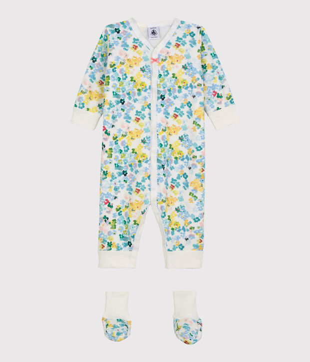 Baby Girls' Floral Fleece Nightwear Set white/multicolor