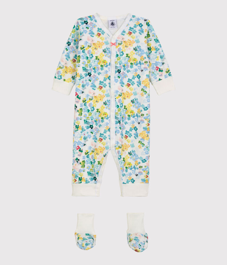 Baby Girls' Floral Fleece Nightwear Set white/multicolor