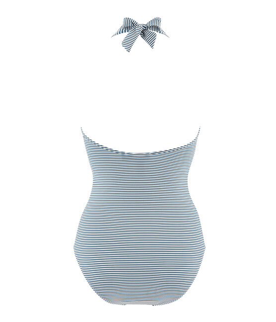 Women's 1-piece swimsuit PINEDE green/MARSHMALLOW white
