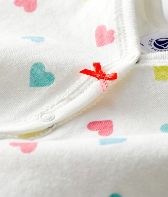Baby Girls' Tube-Knit Footless Sleepsuit MARSHMALLOW white/MULTICO white