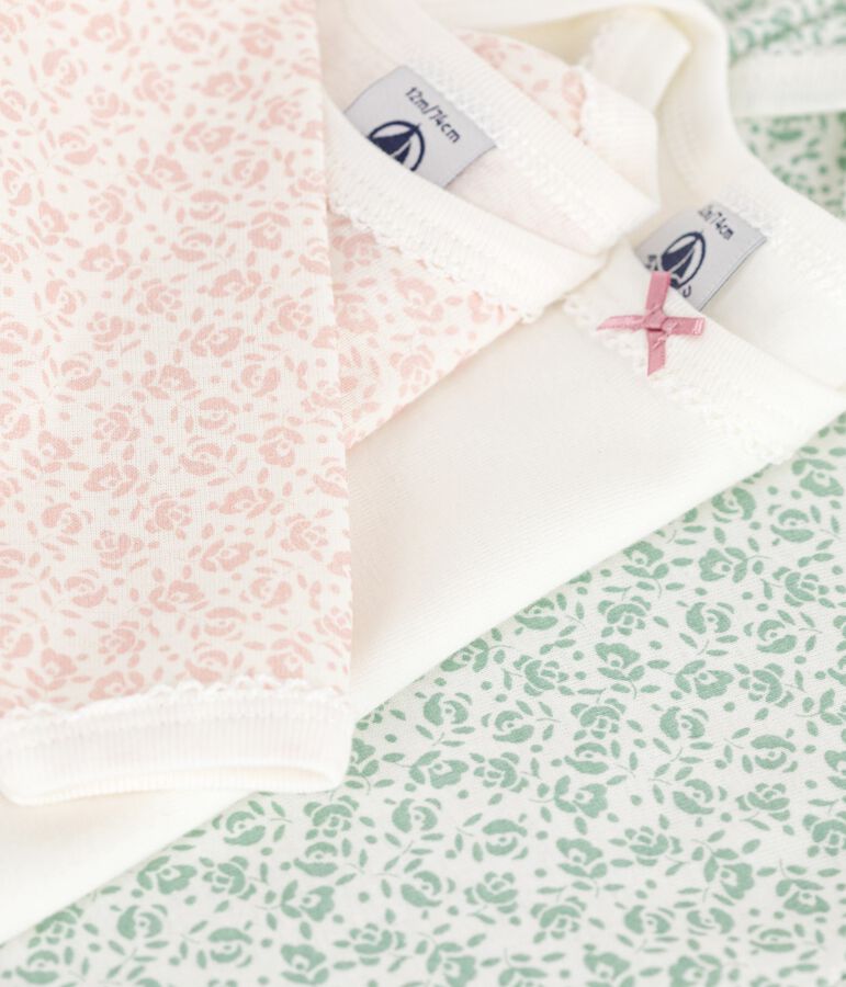 Babies' long-sleeved floral cotton bodysuits - 3-Pack variante 1