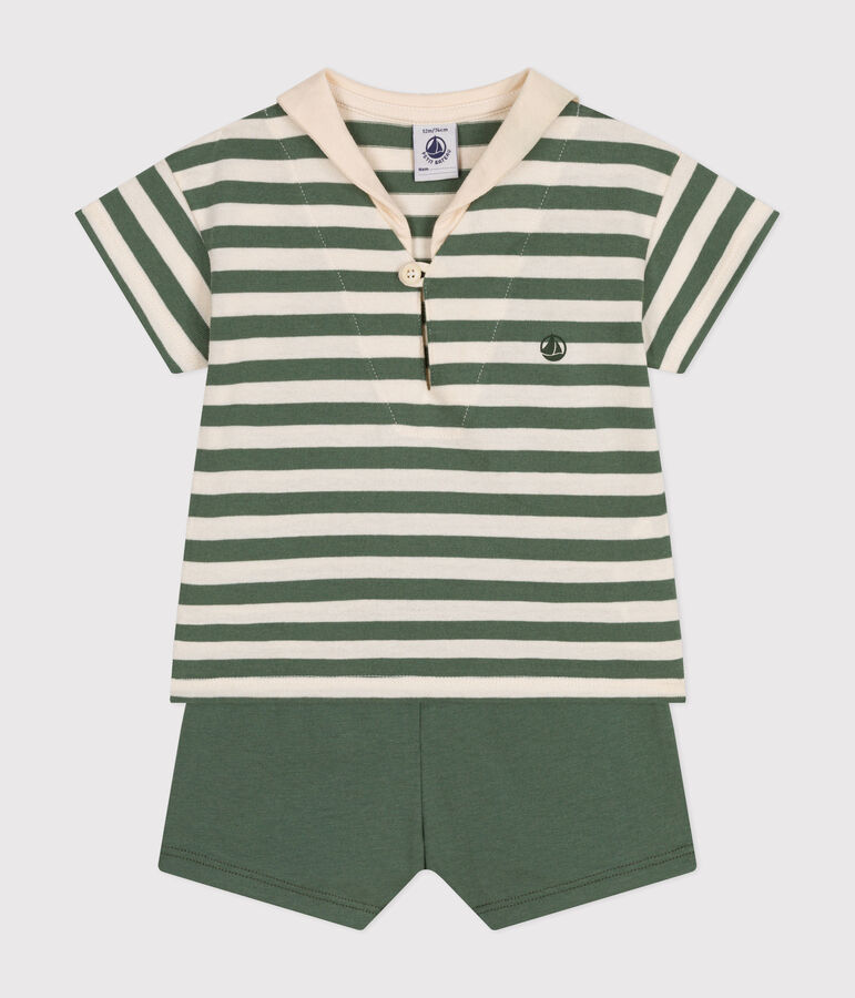 Babies' Jersey T-shirt and Shorts Set green/ecru