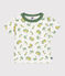 Babies' short-sleeved boat print cotton T-shirt MARSHMALLOW white/ORGE