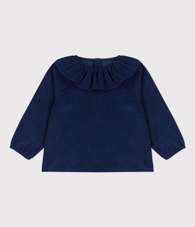 Babies' Super Fine Velour Long-Sleeved Blouse blue