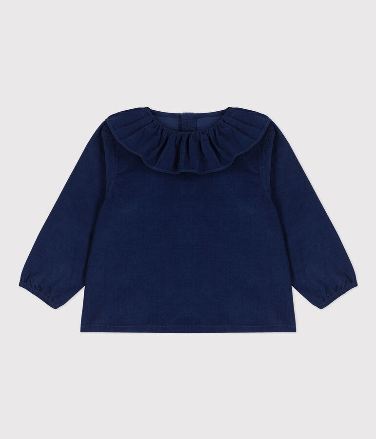 Babies' Super Fine Velour Long-Sleeved Blouse blue