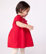Babies' short-sleeved plain cotton dress with matching bloomers